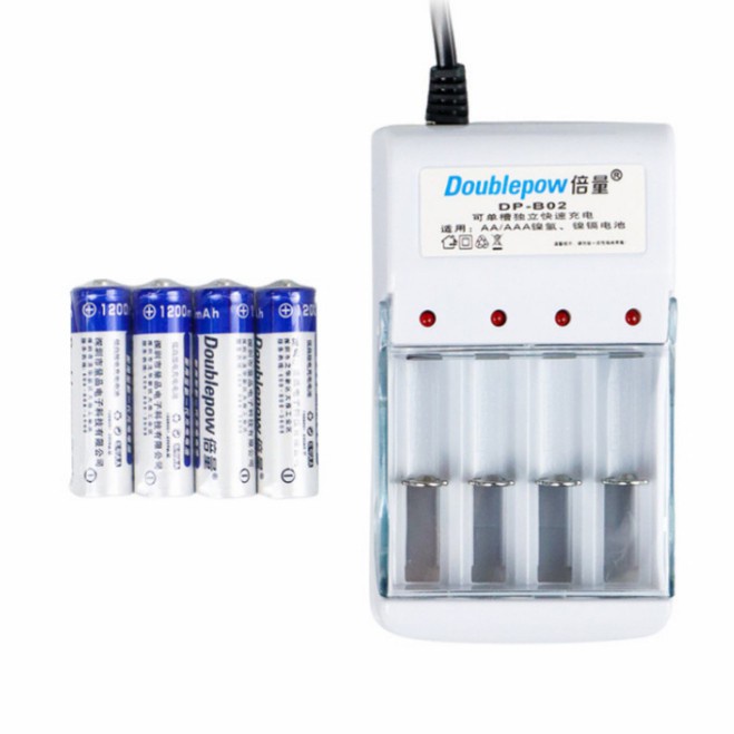 CHARGER + 4 BATERAI AA DOUBLEPOW 1200MAH KAMERA DIGITAL POCKET SAKU