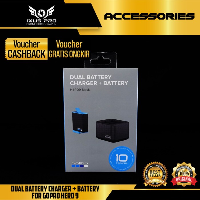GOPRO DUAL BATTERY CHARGER + BATTERY HERO 9 BLACK / HERO9