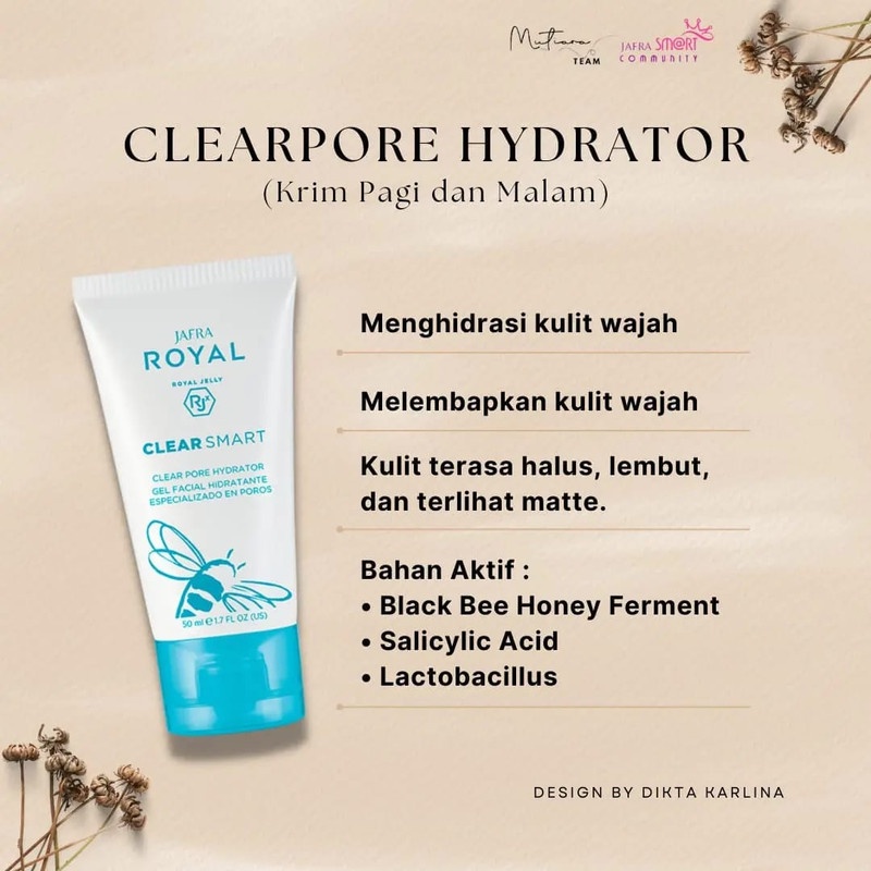 JAFRA ROYAL CLEAR SMART CLEAR PORE HYDRATOR JAFRA PERAWATAN JERAWAT JAFRA ACNE TREATMENT CLEAR PORE 