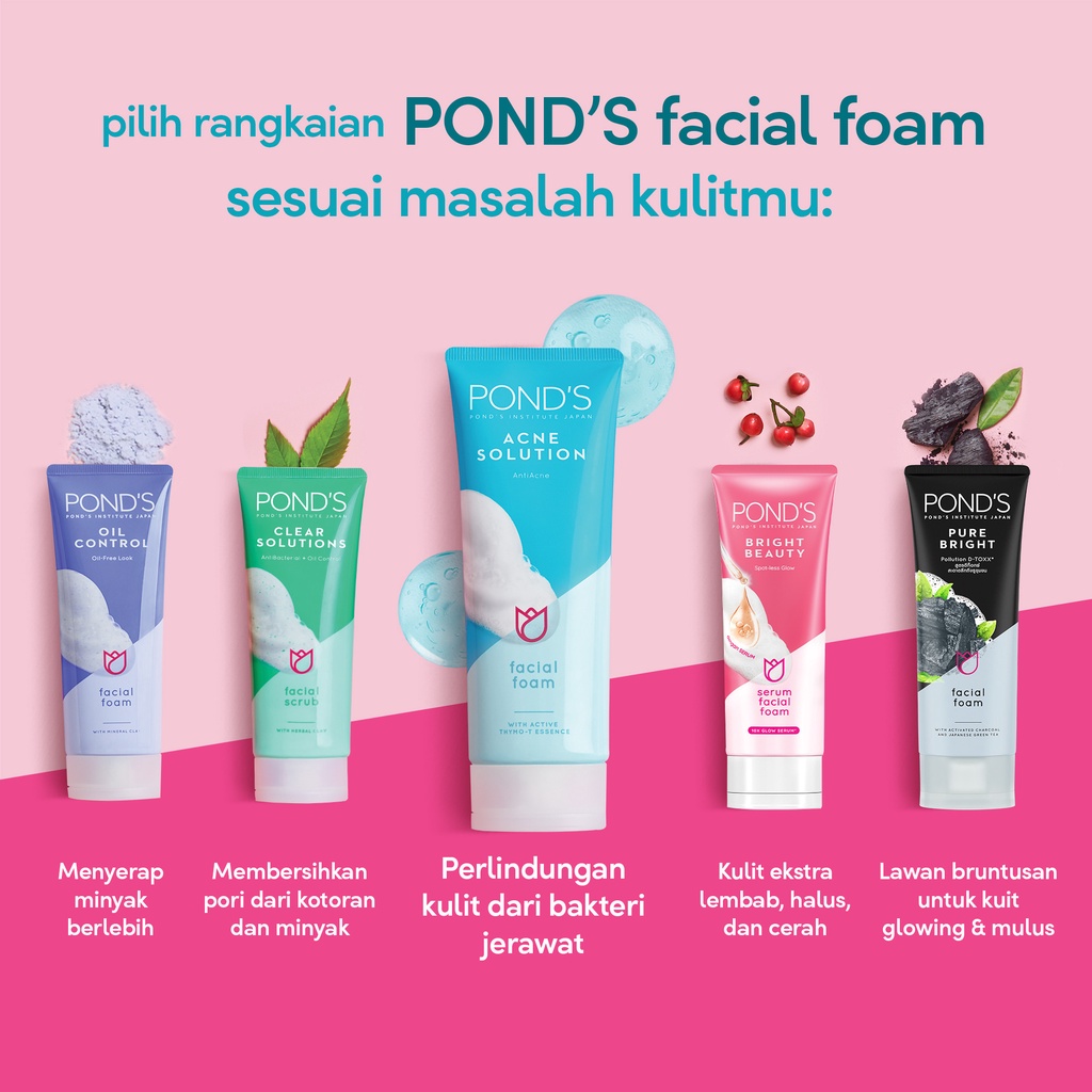 Ponds Facial Scrub Clear Solution 100 G - Sabun Muka Oil Control, Facial Foam, Scrub Wajah