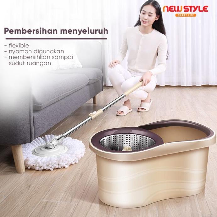 Spin Mop D15 Alat Pel Lantai Super Mop Alat Pembersih Lap Pel