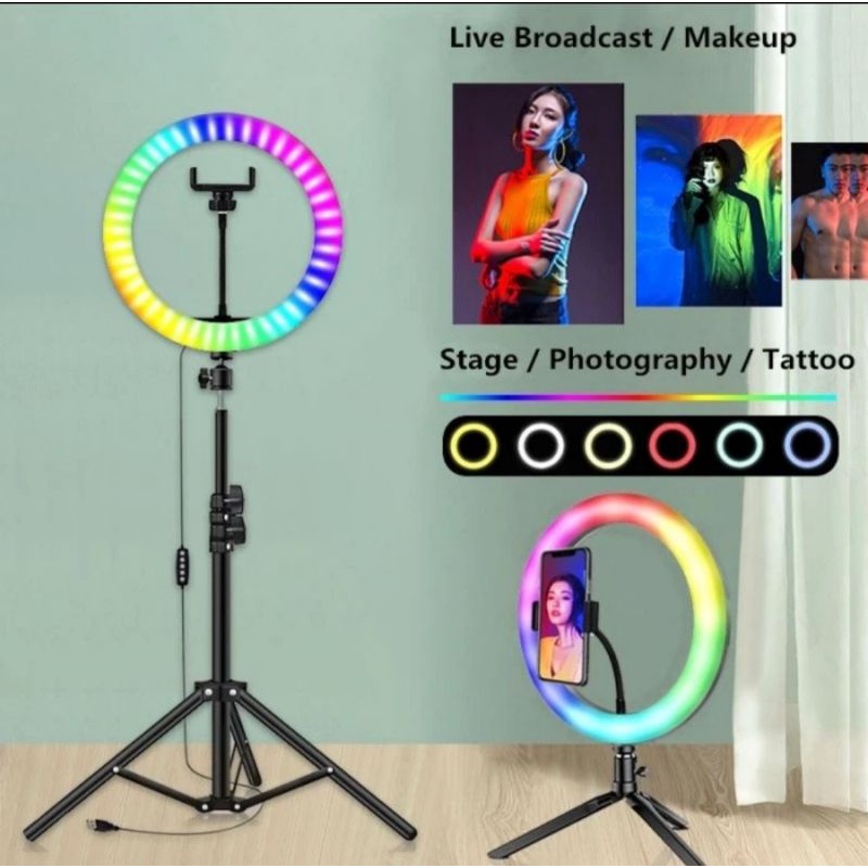 RGB MJ20 RINGLIGHT LAMPU SELFY+TRIPOD BLUETOOTH YUNTENG VCT-1608