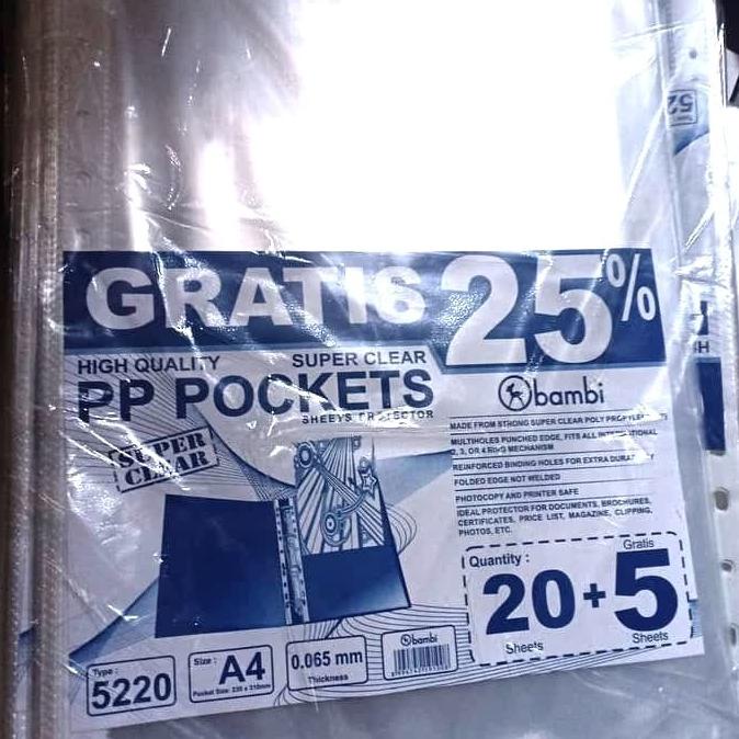 

PP pocket Bambi A4/F4 (pack) isi 100pcs