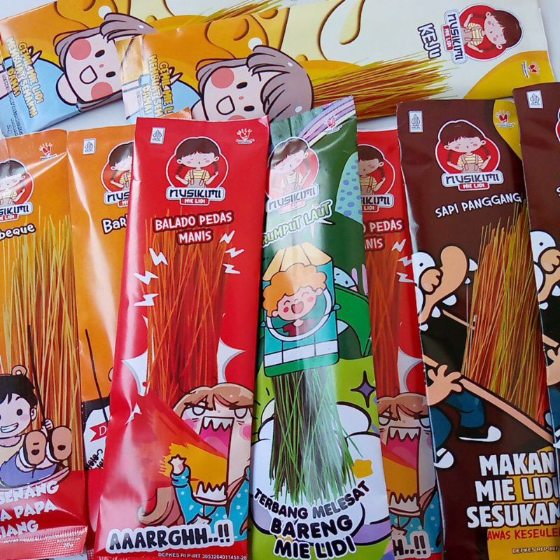 Mie Lidi NUSIKIMI - Panjang 20cm Isi 5,10 Bungkus - Sapu Lidi Nusikimi - Lidi-Lidian Mi Lide Nusikimi Kemasan Kertas - Lidi Si Umang Rasa Mix Snack Jadul