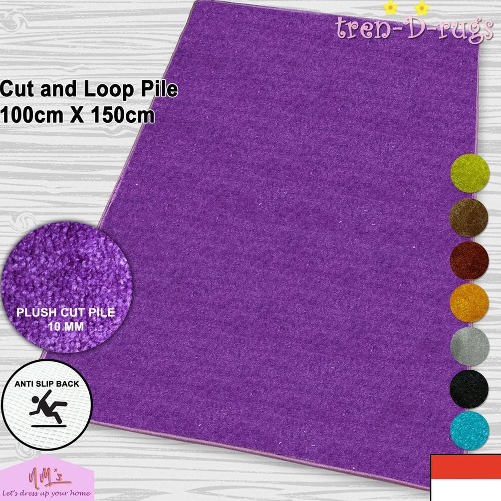 Tren-D-rugs Karpet plush lantai permadani tebal halus polos timbul anti slip 100 cm x 150 cm -NMs