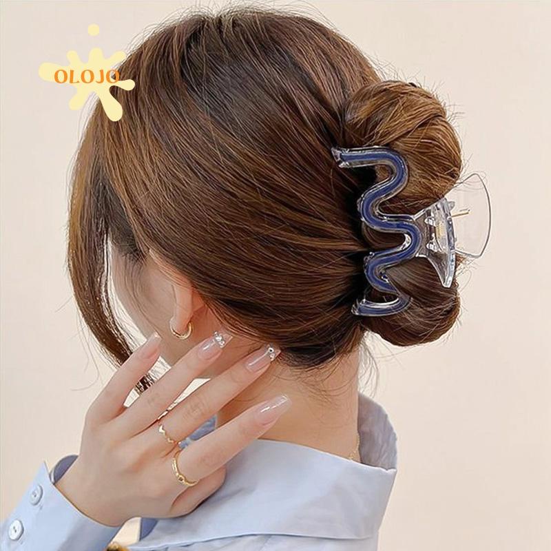 [Olojo.id] Hair Claw Clip W-shaped Drop Glaze Warna Polos Klip Rambut Musim Panas Menyegarkan