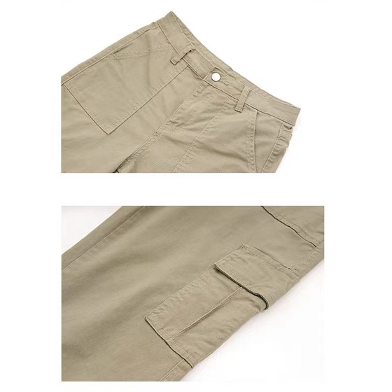 Red Celana jins netral berkaki lebar Amerika dengan gaya high street high waist all-match khaki retro celana lurus kasual