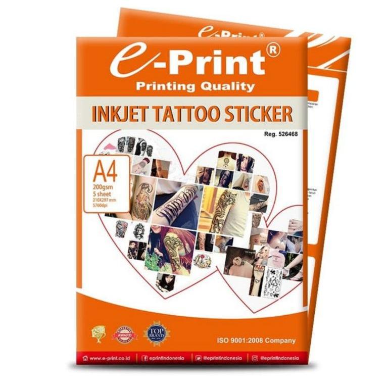 

Garansi Resmi Tattoo Sticker Inkjet E-Print A4 Isi 5 Lembar