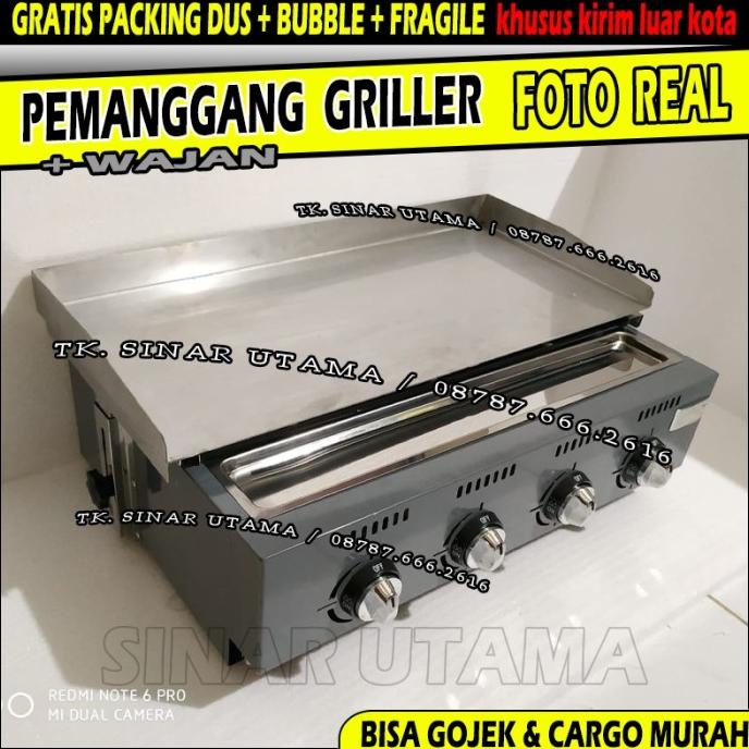 Mesin Panggangan Gas Otomatis Wajan Sosis Roti John Burger Panggang