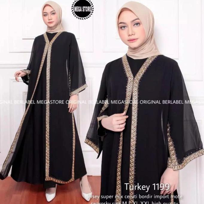 Baju muslim abaya hitam arab turkey 1199 gamis dress size M L XL XXL