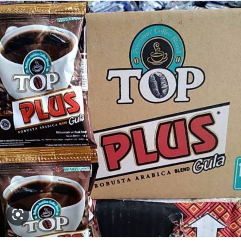 kopi top coffee plus gula 1 renteng/kopi top plus