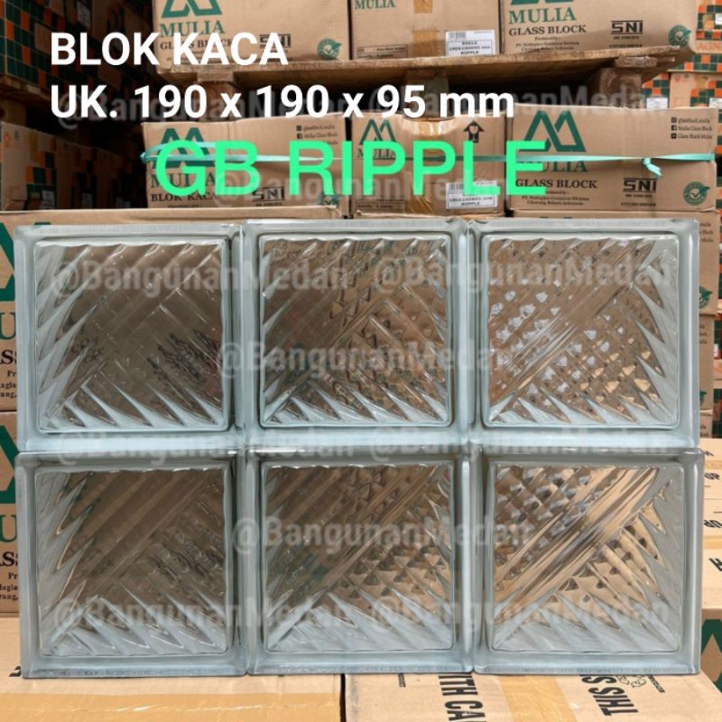 190x190x95mm BLOK KACA GLASS BLOCK ASS BLOCK / KACA BLOCK MULIA GLASS CORAK RIPPLE , OPAL , LOTUS