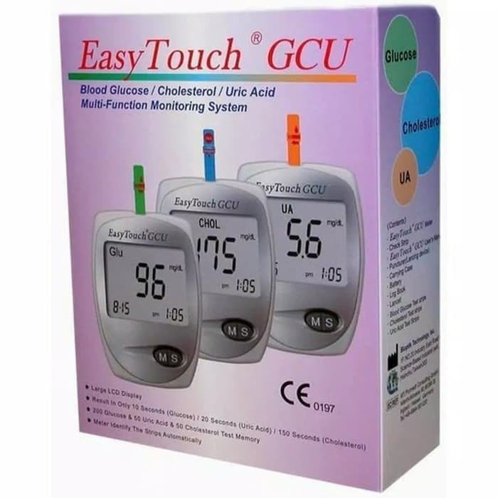 easy touch GCU alat tes gula darah alat cek darah kolesterol asam urat