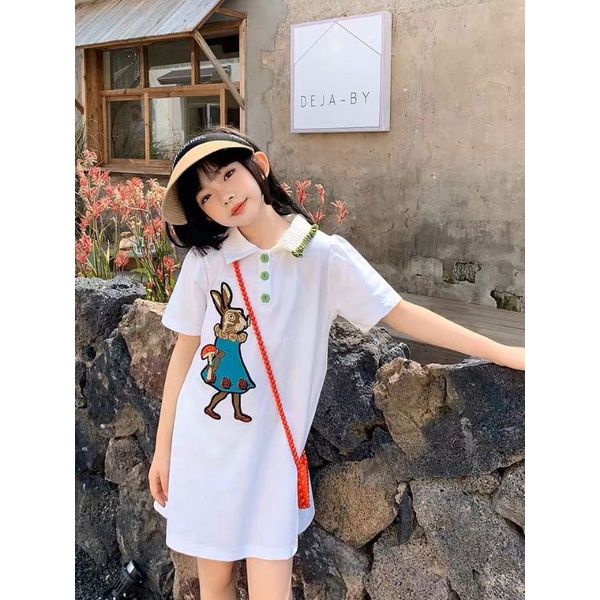 KBD25 Dress anak perempuan lengan pendek / baju anak tanggung / terusan anak cewek / dress putih