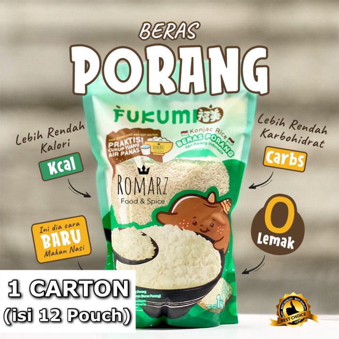 

BERAS PORANG 100% ORIGINAL 1 KARTON - 1kg BERAS SHIRATAKI (ISI 12pcs)