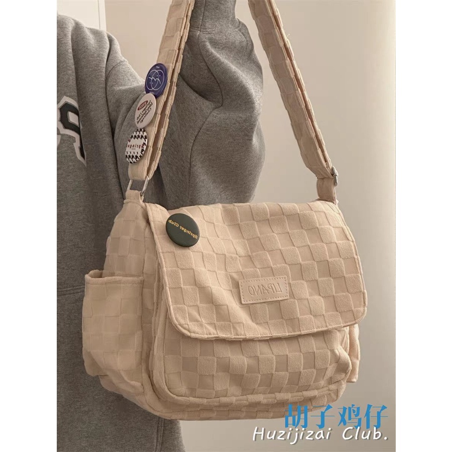 ❒♠Sera  Korea simple all-match tas bahu tunggal wanita siswa Jepang kelas komuter tas messenger kapasitas besar tas messenger