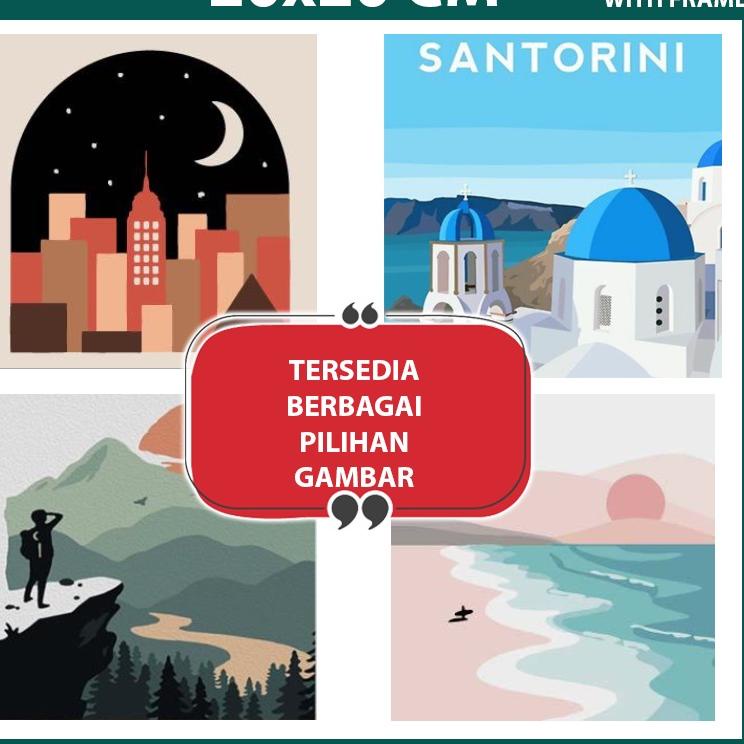 

idvw -53 DIY Painting Paint By Numbers Canvas Lukis Include Frame Terpasang【 20x20cm 】 PBI