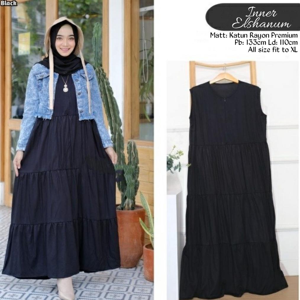 PROMO Inner Dress Tanpa Lengan Jumbo Rayon Premium Gamis Wanita Terbaru 2022 Kekinian Remaja Kualita