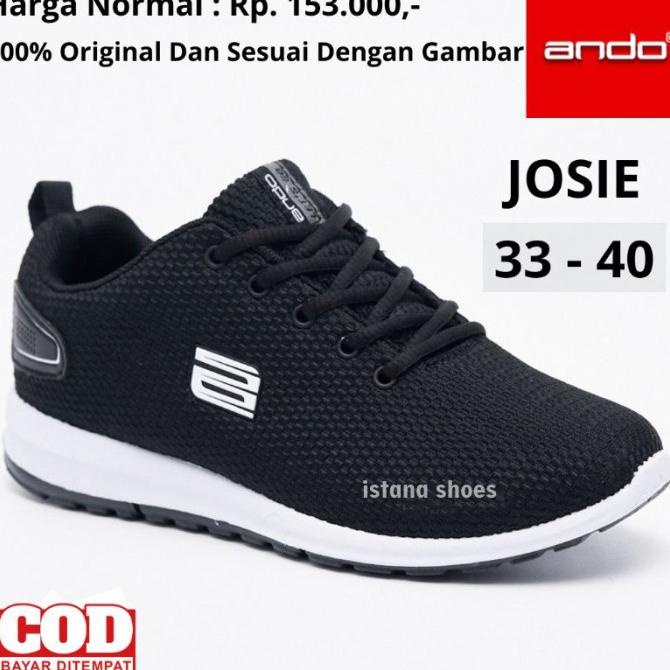 Sepatu Anak Perempuan Laki Laki Sekolah SD SMP SMA REMAJA Ando Hitam