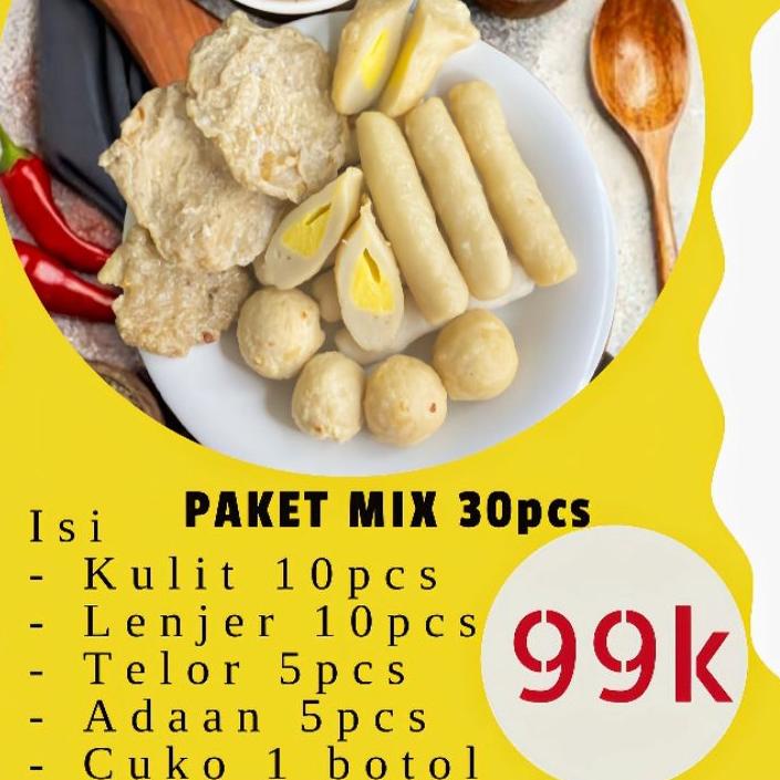 

COD | TD4 | Pempek Palembang Paket Pempek Campur 30pcs + 1 Botol Cuko