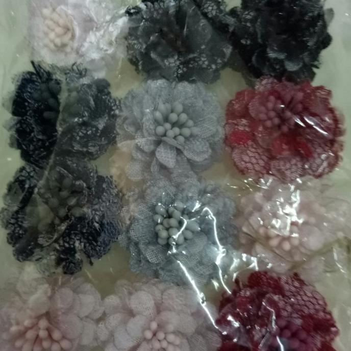 aplikasi bunga bahan craft hiasan aksesoris tuspin bros hiasan hijabj