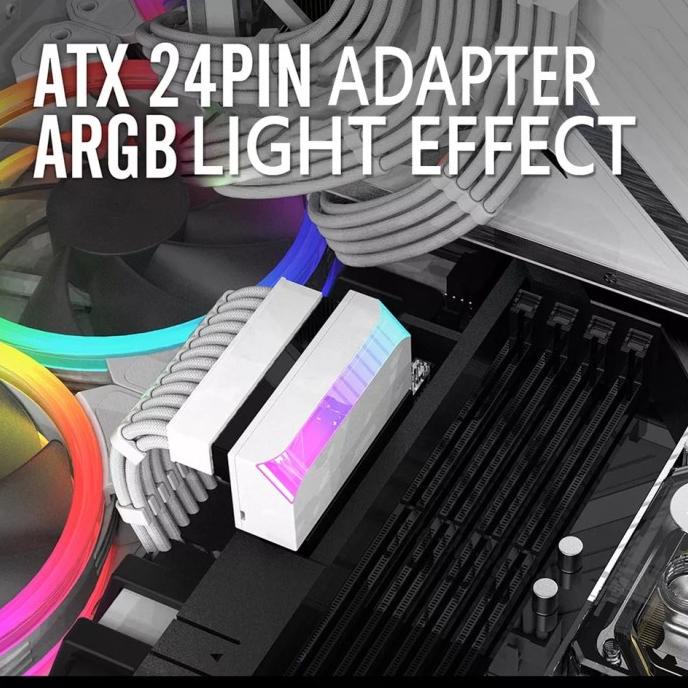 EZDIY-FAB 24Pin ARGB Adapter Konektor 24 Pin Motherboard 90 Derajat