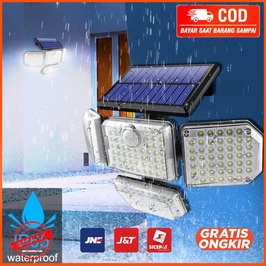 Lampu Dinding Solar PIR Sensor Waterproof 182 LED Cool White RCN182