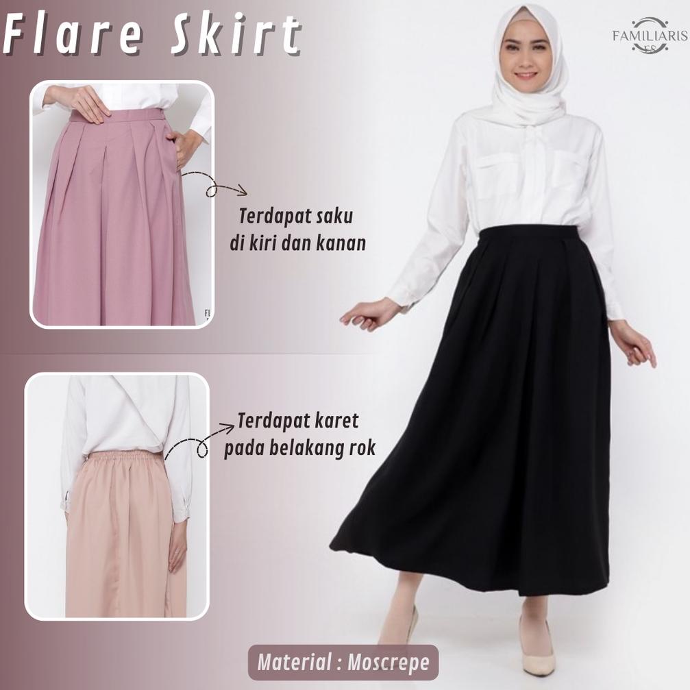 8.8 sale Rok Skirt Rempel Hitam Panjang Wanita Dewasa Remaja Kekinian Terbaru Bahan Moscrepe Warna P