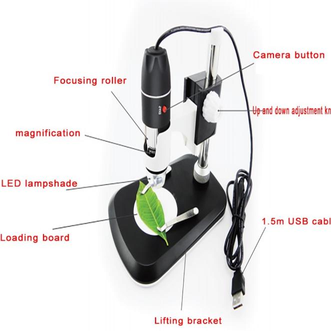 Mikroskop Kaca Pembesar Digital Microscope Endoscope 500X Usb + Stand