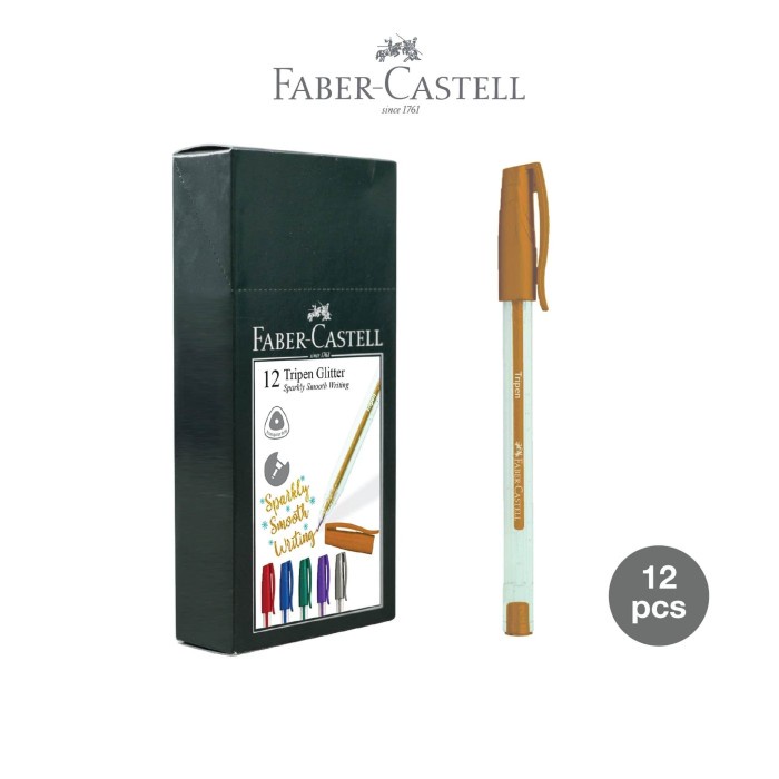 

TERLARIS Faber-Castell Ballpoint Tripen Glitter Gold Ink Box 12 /ALAT TULIS AESTHETIC/ALAT TULIS
