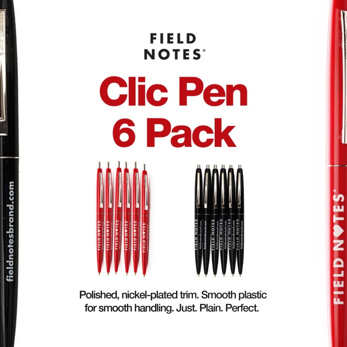 

TERLARIS Pulpen Field Notes Clic Pen 6 Pack Stationeries Bolpoin Alat Tulis /ALAT TULIS