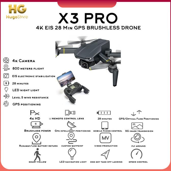 X3 PRO 4K EIS 28 Min GPS BRUSHLESS DRONE