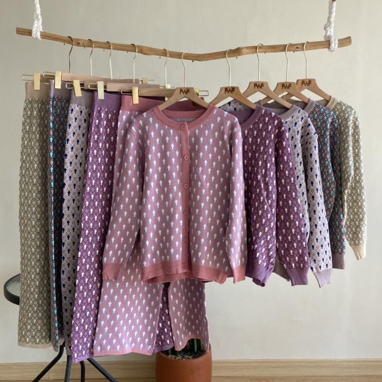 Ruby Knit One Set / Baju Setelan Celana Kulot Rajut Wanita Import Nyeonlline