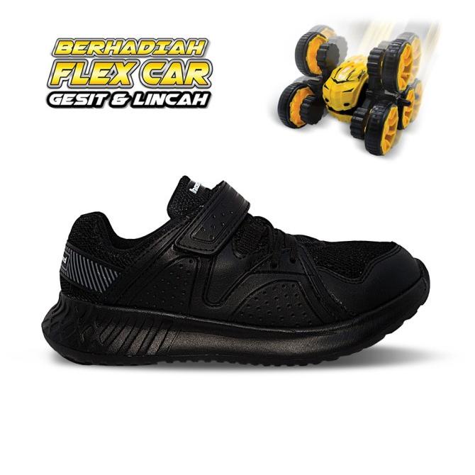 Homyped Lucio 01 Sepatu Sekolah Anak Hitam Hitam