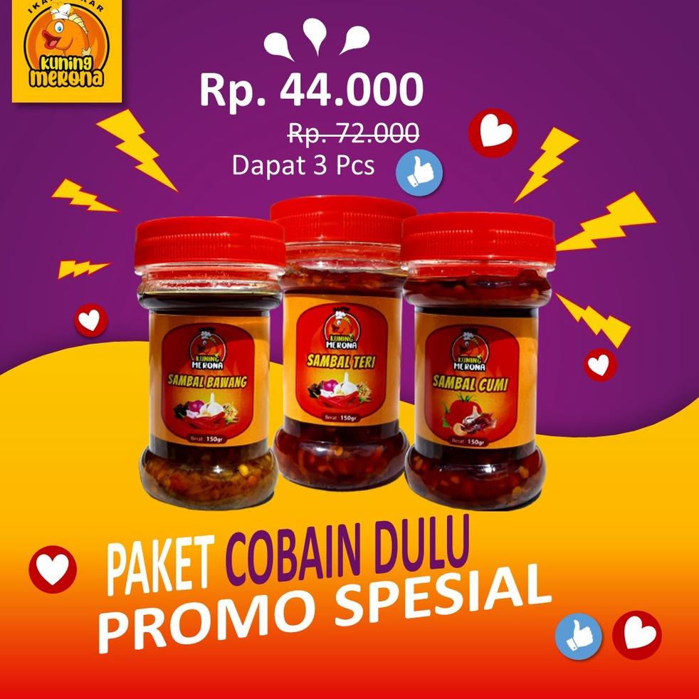 

DISKON !!! PROMO 3 Pcs ! Sambal Bawang - Sambal Cumi - Sambal Teri Pedas Nikmat [KODE 744]