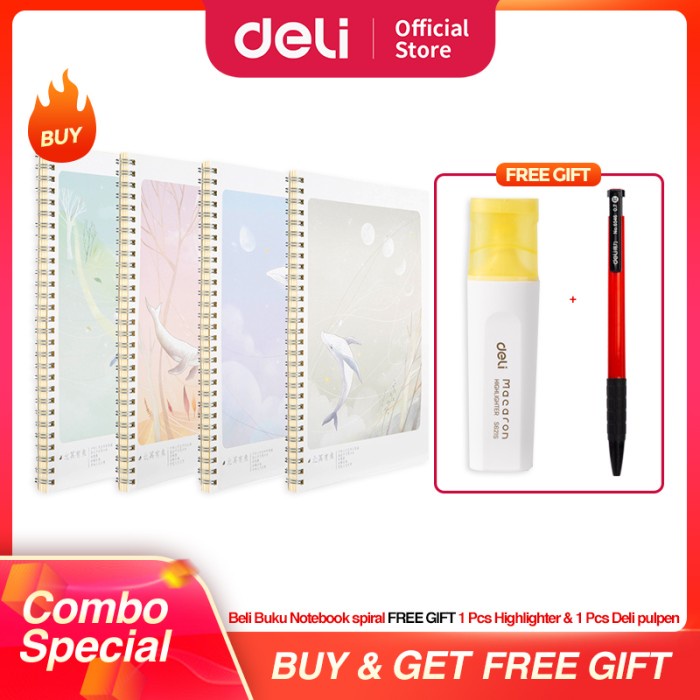 

BAYAR DITEMPAT [COMBO SUPER HEMAT] Deli Spiral Notebook / Buku Tulis A5 B5 /BUKU TULIS SEKOLAH/BUKU