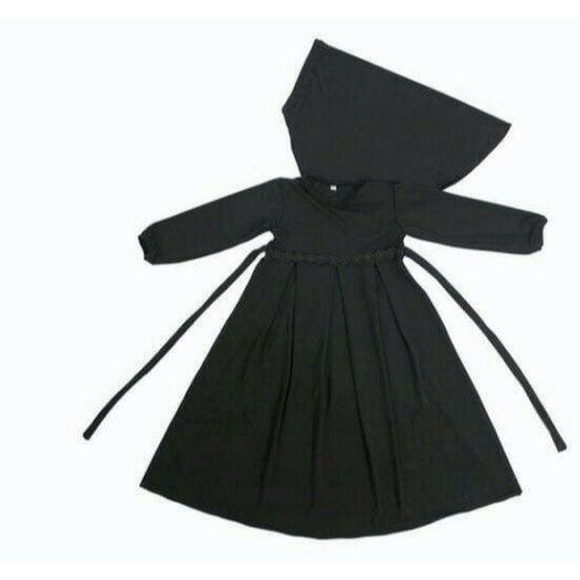 gamis anak Baju Muslim Gamis Anak Perempuan warna hitam/Gamis anak muslim - Rempel Hitam, XS(V8Y7) b