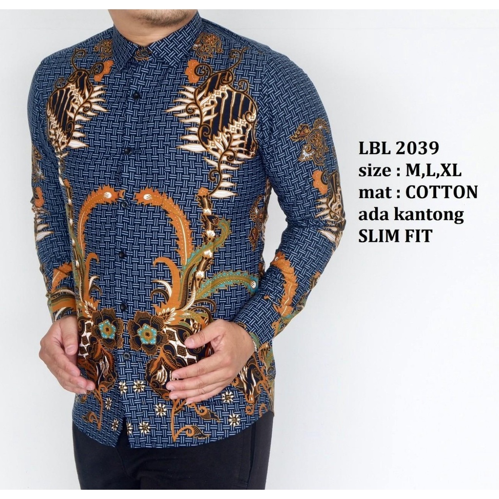 Baju Batik Pria Slimfit Kemeja Lengan Panjang Hem Slim Fit LBL 2039