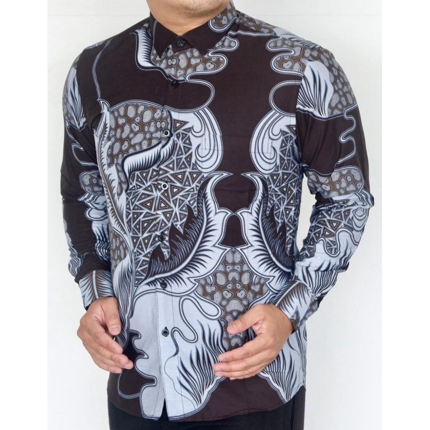 Baju Batik Pria Slimfit Kemeja Lengan Panjang Hem Slim Fit LBL 2085