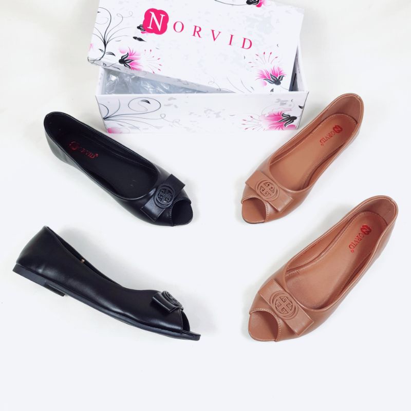 Norvid Flatshoes slip on ujung terbuka