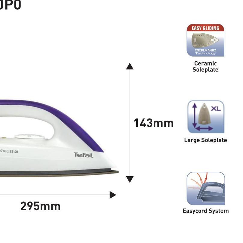 Limited | KP8 | Tefal Dry Iron Easy Gliss / Setrika FS4040
