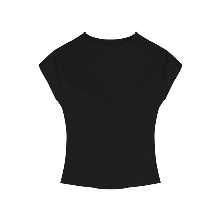 ✑☋☏#COD Suhao Pure Desire Angin Hitam Lengan Pendek T-shirt Wanita Musim Panas Hot Girl Mesh Jahitan Slim Fit Pendek Top bottoming Shirt