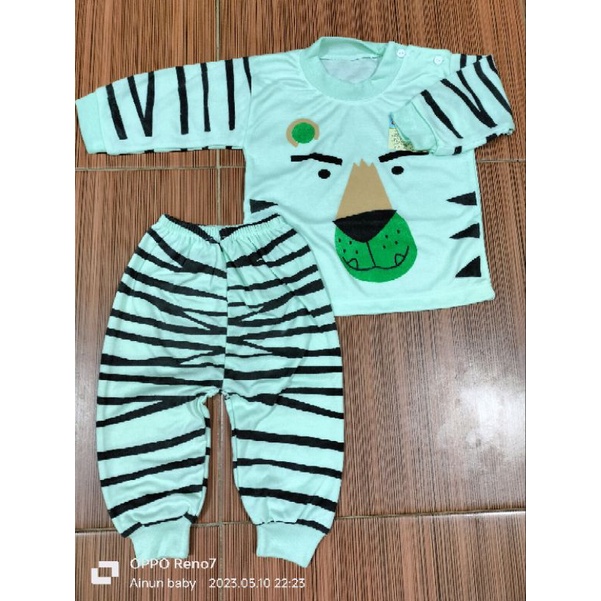 Setelan Baju Bayi Piyama Bayi Lengan Panjang Motif Jerapah Usia 0-12 Bulan