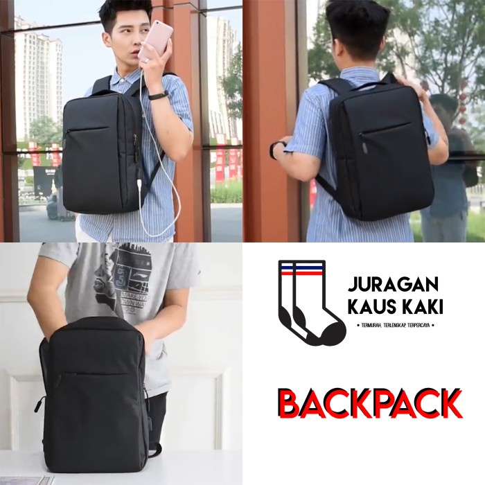 Tas ransel Tas Ransel USB Smart Backpack Sekolah Laptop Pria - Abu-abu(Y0U1) tas ransel pria jumbo t