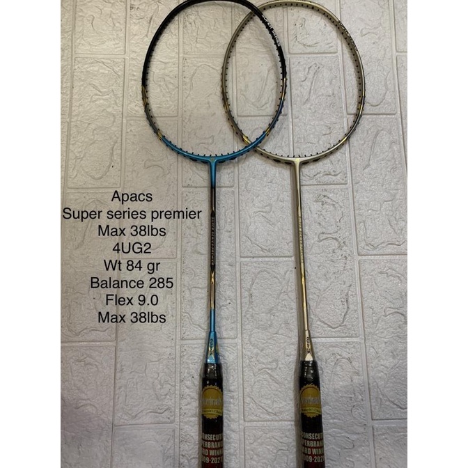 Raket Badminton APACS SUPER SERIES PREMIER grip 4UG2 max 38LBS ORI