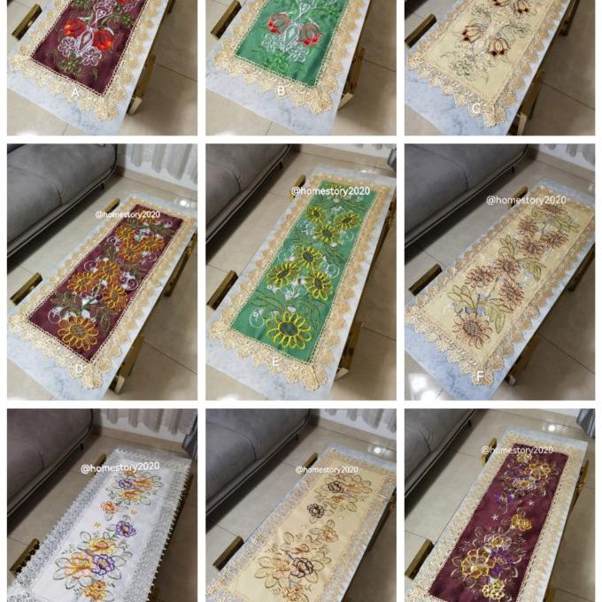 taplak meja tamu taplak meja ruang tamu katun renda bordir impor