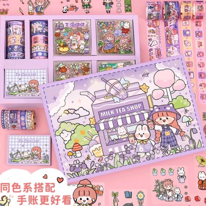 

Washi Tape - Selotip Tape Aesthetic - Gift Set Sticker Lucu