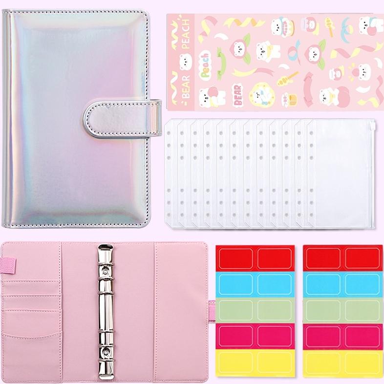 

A6 LASER BINDER NOTEBOOK PLANNER AMPLOP UANG KERTAS PENYIMPANAN BUKU DENGAN 12 PCS RITSLETING FOLDER 20 PCS LABEL STIKER ALAT TULIS PU LEATHER 6 RINGS A6 BINDER BUDGET CASH ENVELOPE, TRAVEL JOURNAL PLANNER .