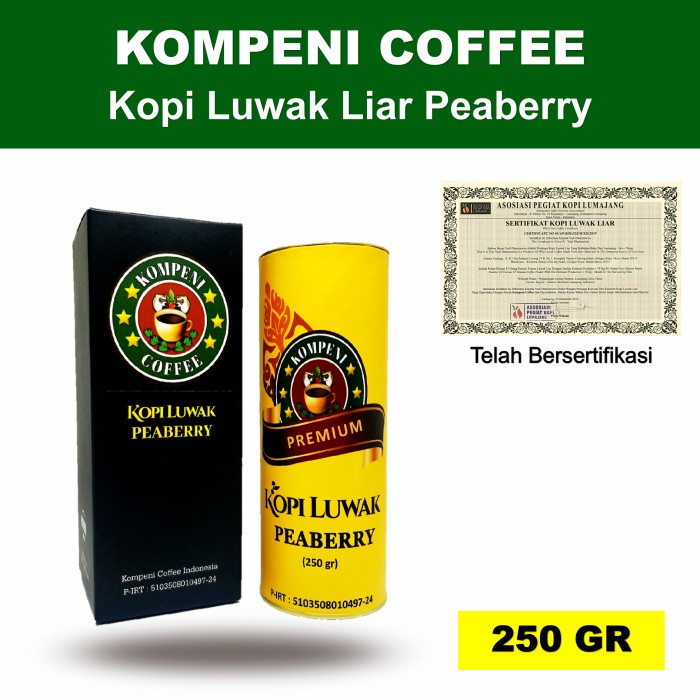 

BAYAR DITEMPAT Kopi Luwak Liar Peaberry (Kopi Lanang / Kopi Jantan) /KOPI EUBE/KOPI KAPAL