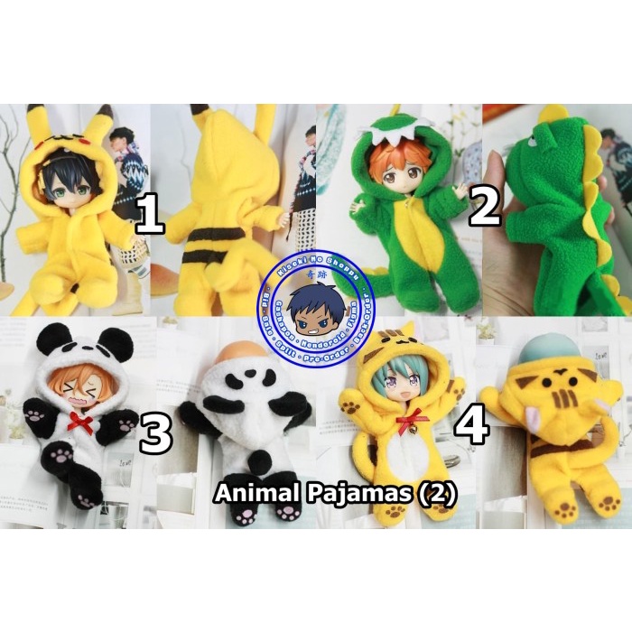 Diskon Spesial Po Animal Pajamas (2) [Pakaian Piyama Set Obitsu 11 Ob11 Bjd 1/12] Terlaris